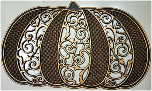 Pumpkin Cane-Weave Door Mat