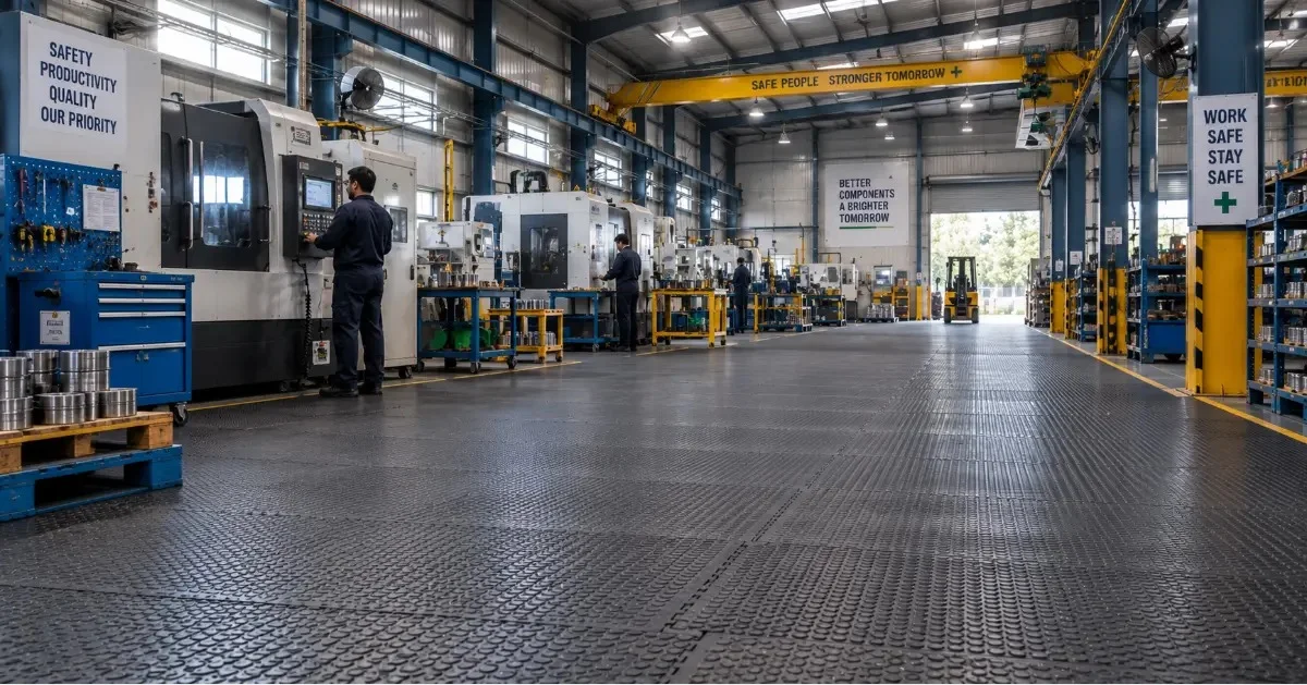 Rubber matting for industrial floors in a UK manufacturing facility